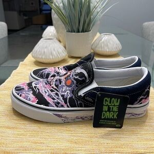 Vans Slip On Zap Mens Size 6M/7.5W Glow In Dark Skull Dress Blues Black​​​​​​​